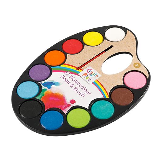 12-Color Oval Pan Solid Watercolor Paint Set for Students